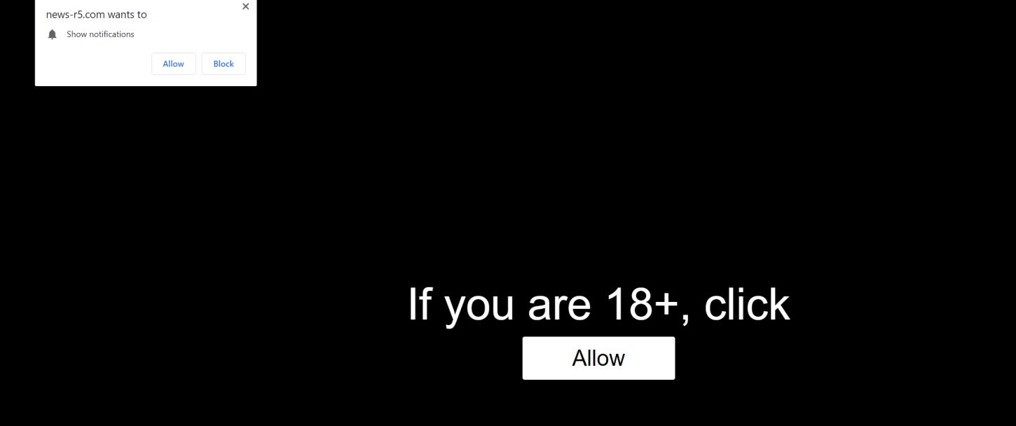 Image: Chrome browser is redirected to the News-r5.com site virus