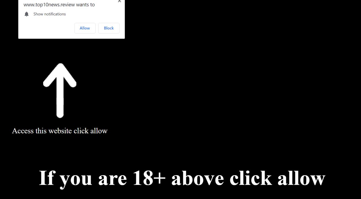 Image: Chrome browser is redirected to the Top10news.review site