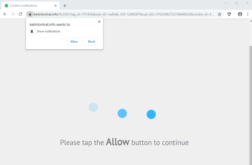 Image: Chrome browser is redirected to the Ketintontrat.info site