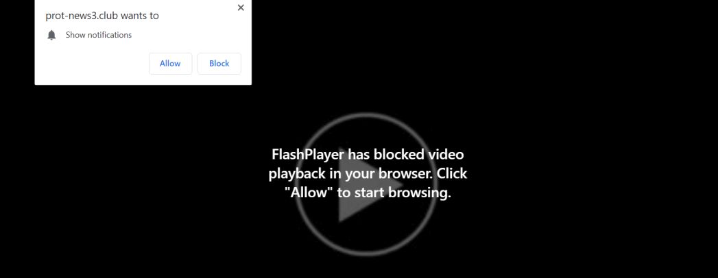 Image: Chrome browser is redirected to the Prot-news3.club site