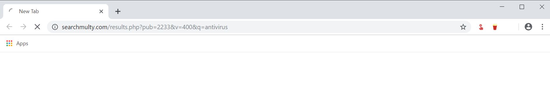 Image: Google Chrome is redirected to the Searchmulty.com site