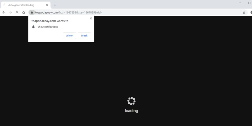 Image: Chrome browser is redirected to the Toapodazoay.com site