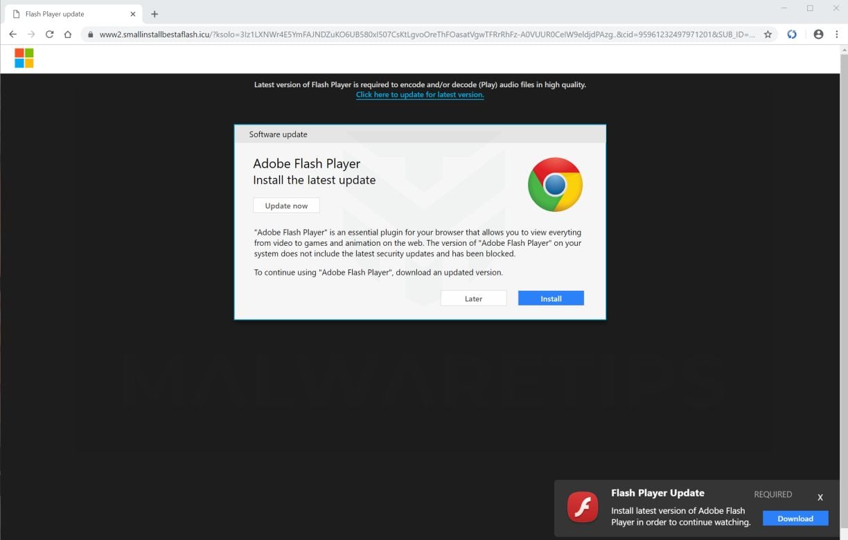 Image: Adobe Flash Player is out of date Scam