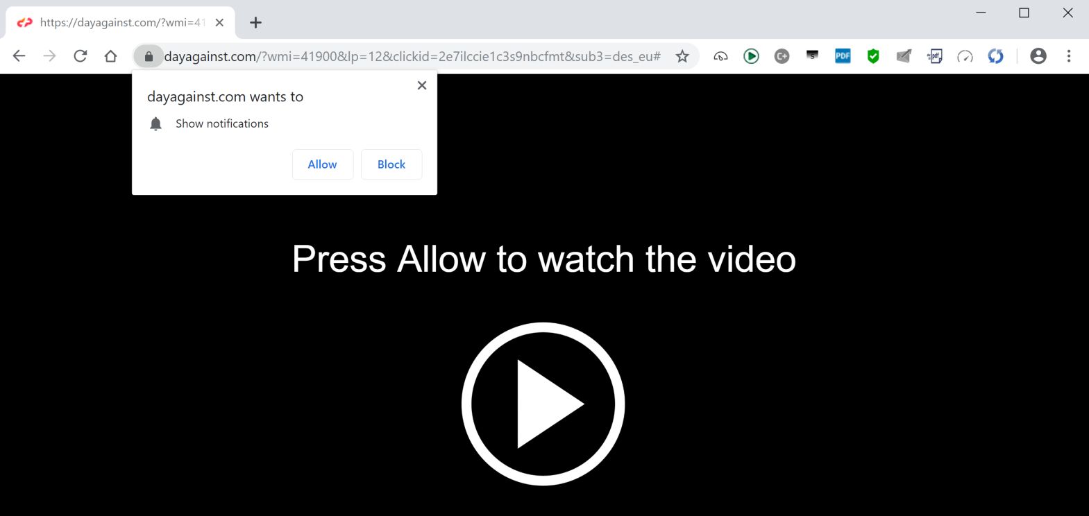 Image: Chrome browser is redirected to the Dayagainst.com site