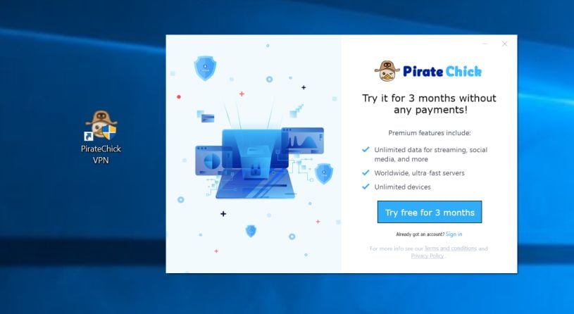 Image: Pirate Chick VPN Virus