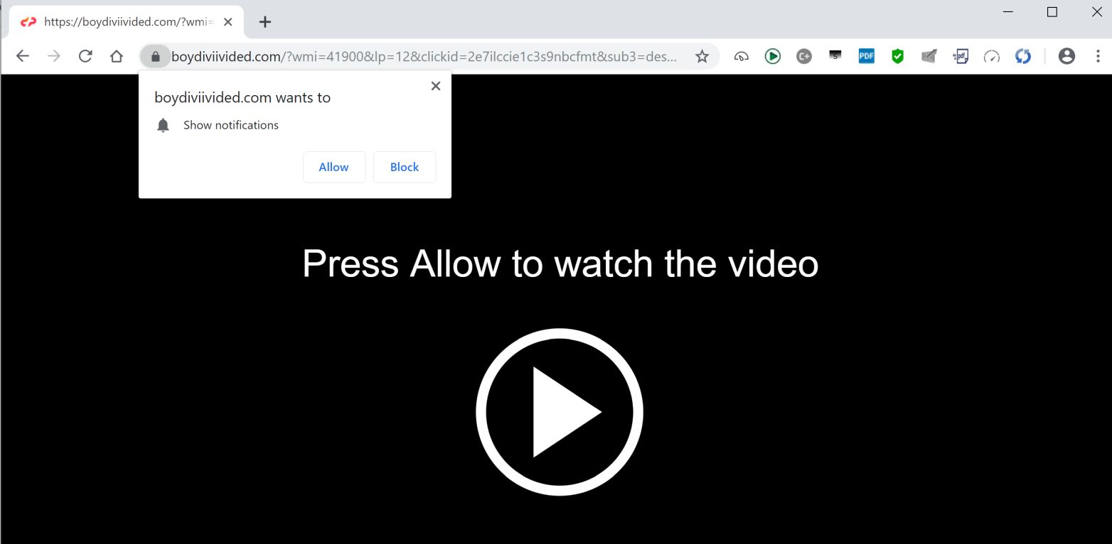 Image: Chrome browser is redirected to the Boydiviivided.com site