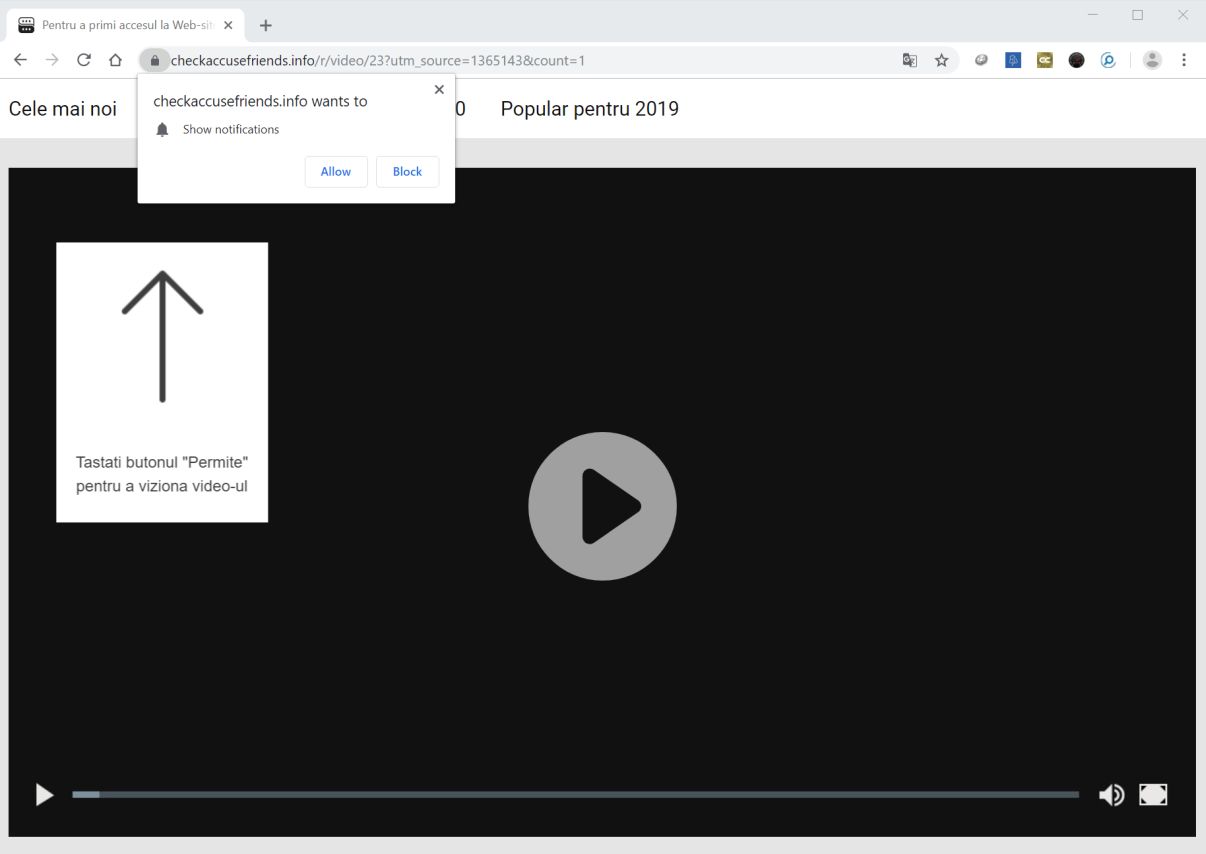 Image: Chrome browser is redirected to the Checkaccusefriends.info site