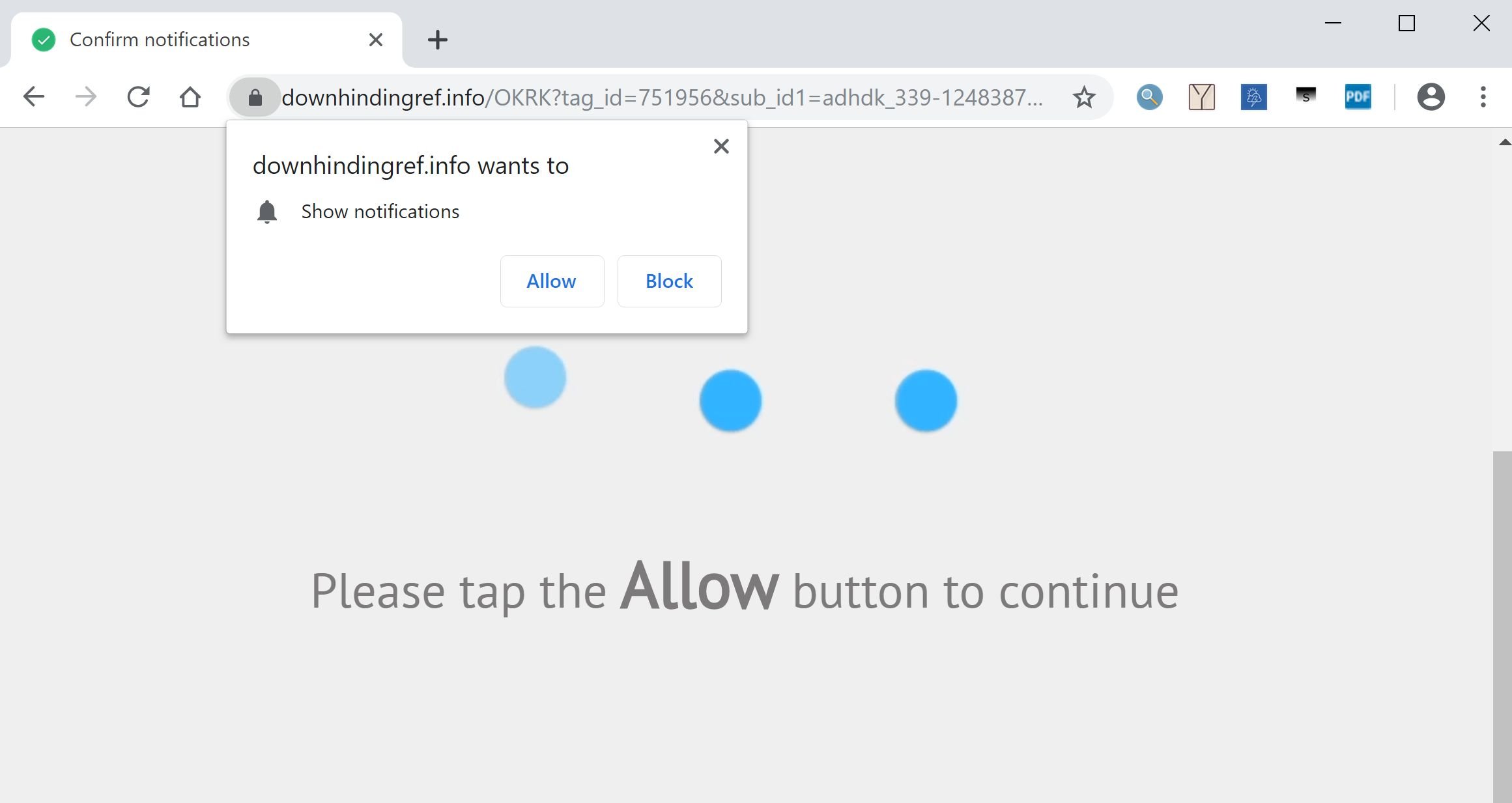 Image: Chrome browser is redirected to the Downhindingref.info site