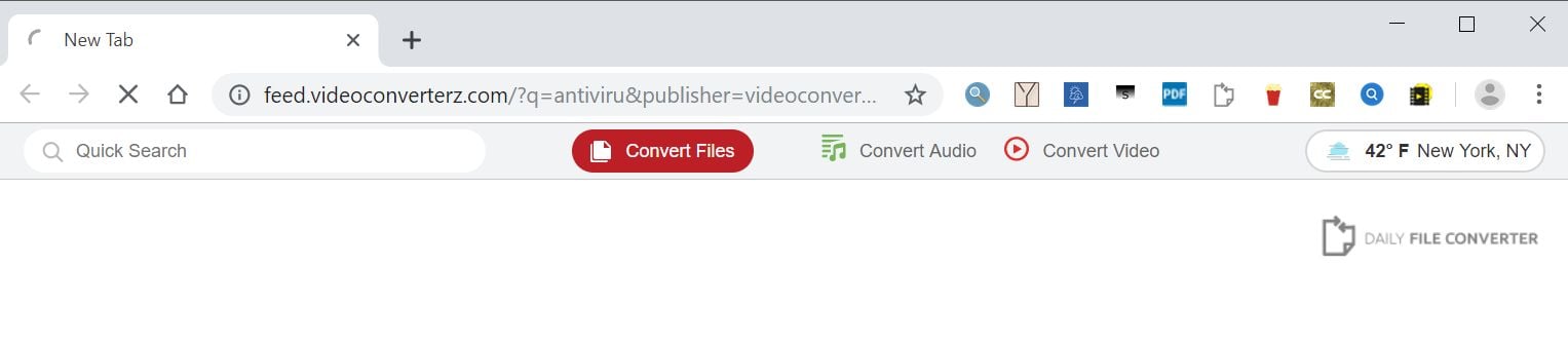 Image: Google Chrome is redirected to the Feed.videoconverterz.com site