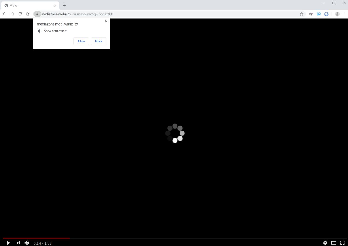 Image: Chrome browser is redirected to Mediazone.mobi