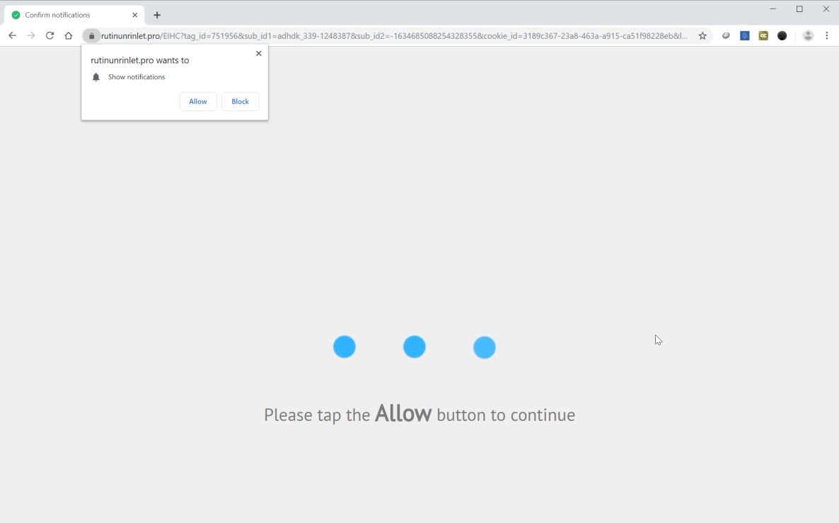  Image: Chrome browser is redirected to Rutinunrinlet.pro
