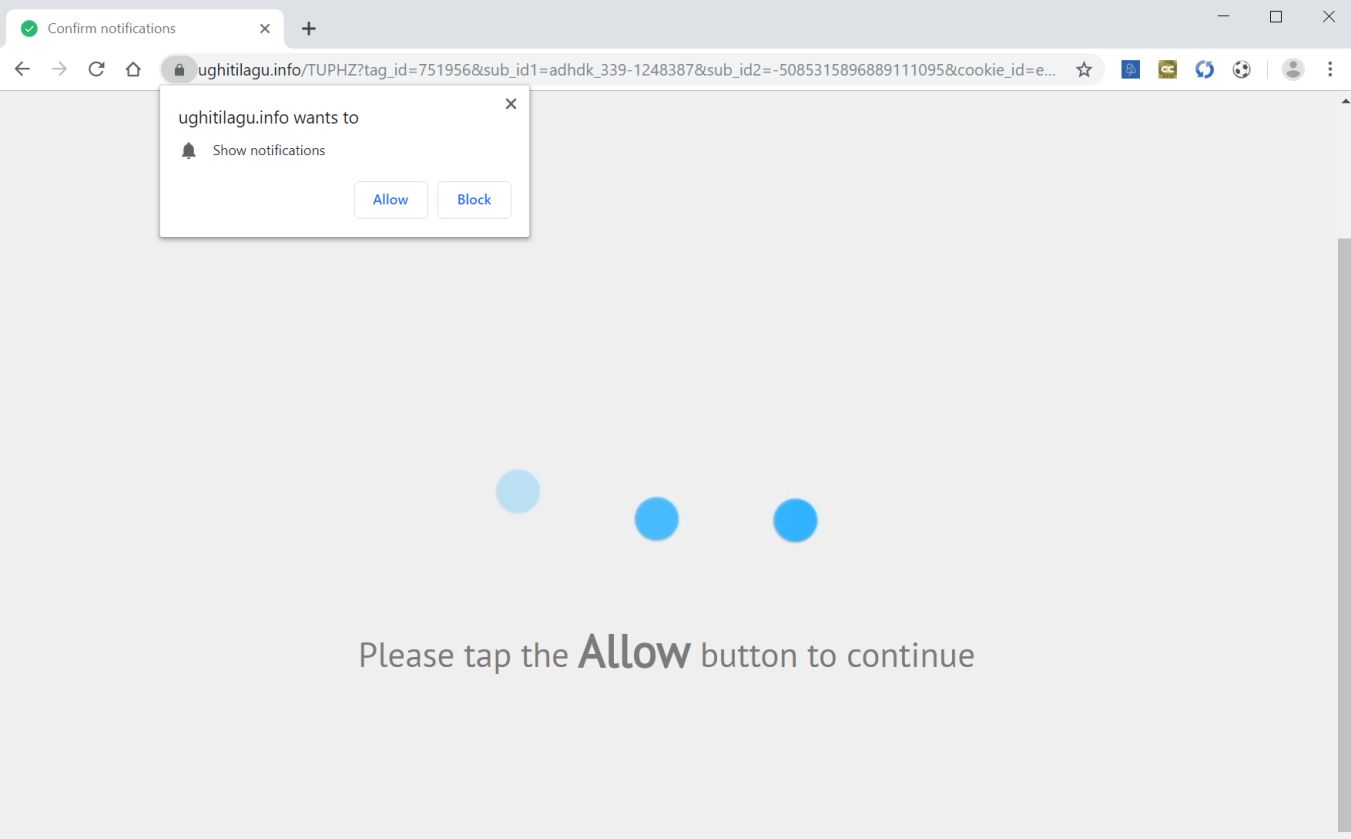 Image: Chrome browser is redirected to the Ughitilagu.info site