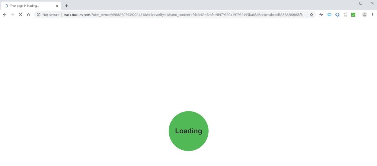 Image: Chrome browser is redirected to Track.nuxues.com