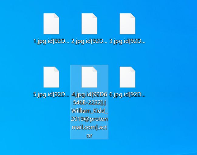 Image: [William_Kidd_2019@protonmail.com].Actor Ransomware