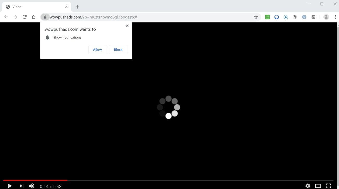 Image: Chrome browser is redirected to Wowpushads.com