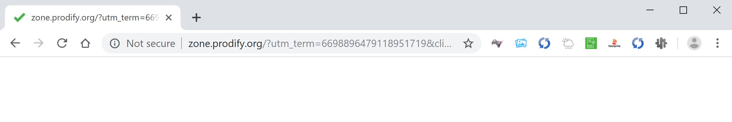 Image: Chrome browser is redirected to Zone.prodify.org