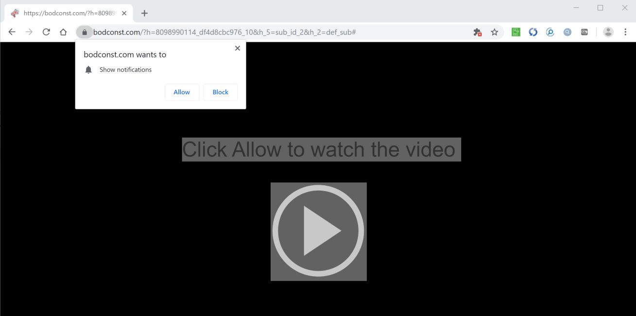 Image: Google Chrome is redirected to bodconst.com