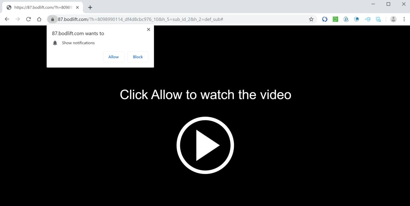Image: Chrome browser is redirected to Bodlift.com