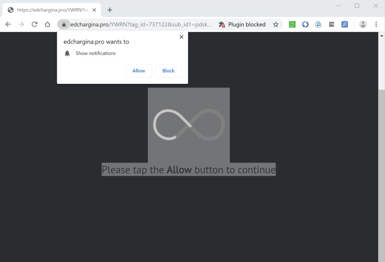 Image: Chrome browser is redirected to Edchargina.pro