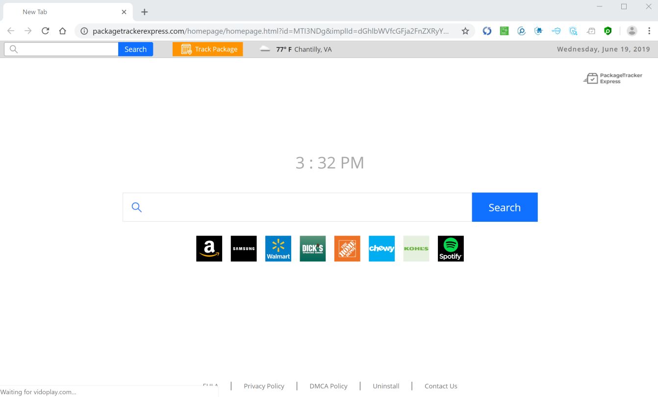Image: Google Chrome is redirected to Packagetrackerexpress.com