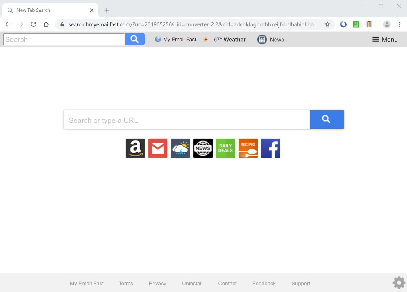 Image: Chrome browser is redirected to search.hmyemailfast.com