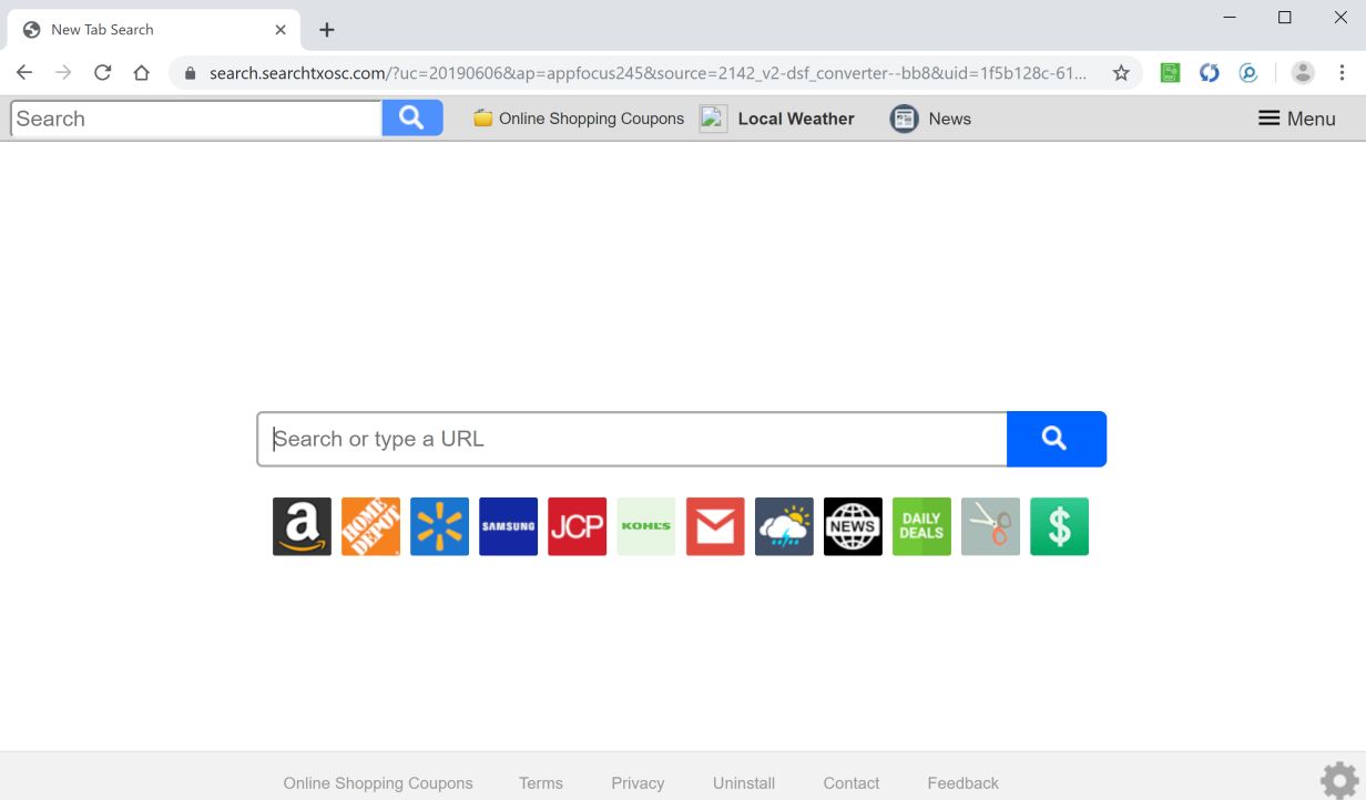 Image: Chrome browser is redirected to search.searchtxosc.com