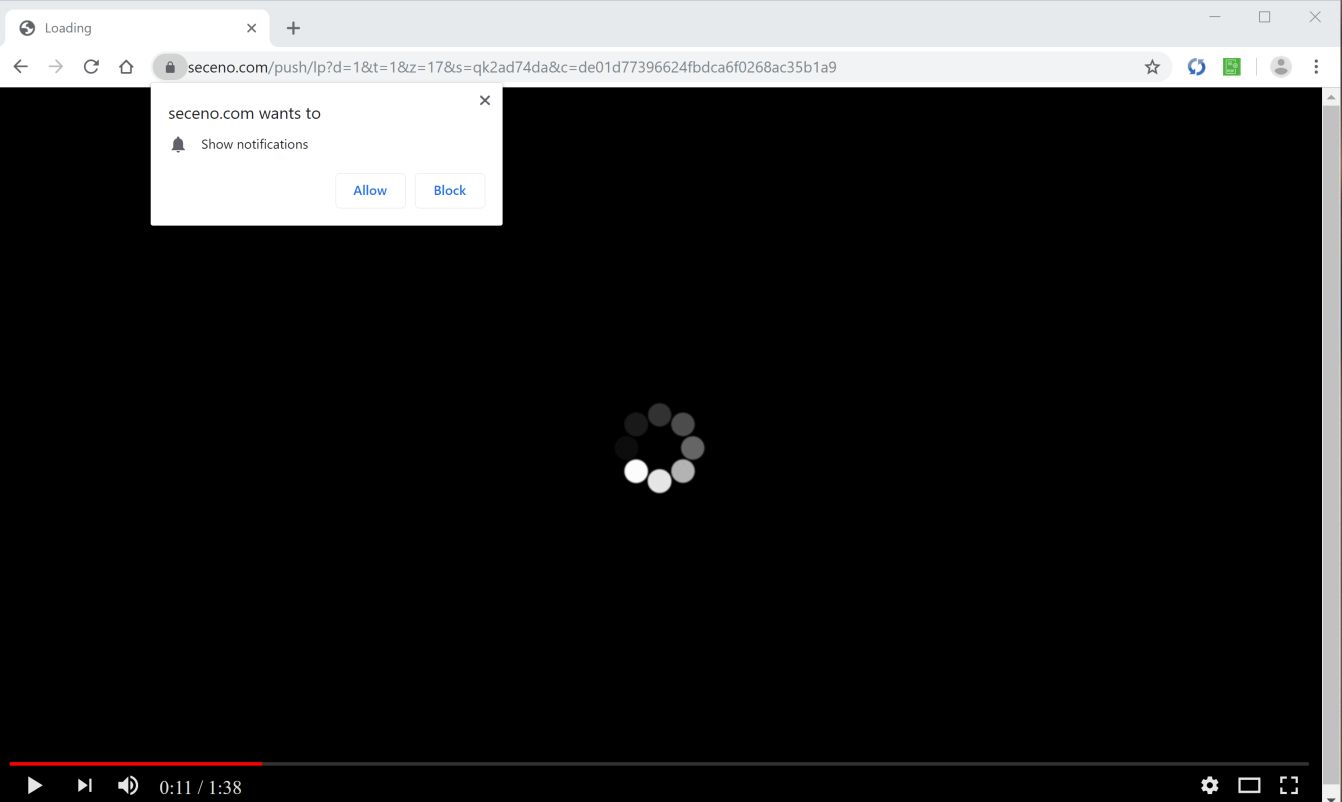 Image: Chrome browser is redirected to Seceno.com