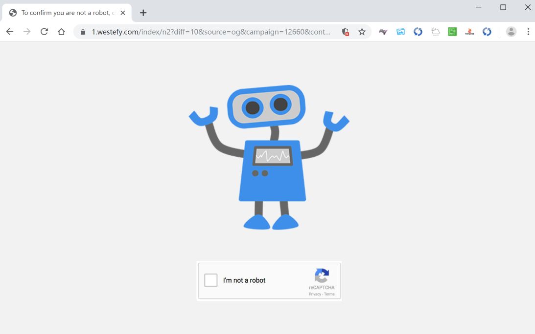 Image: Chrome browser is redirected to Westefy.com