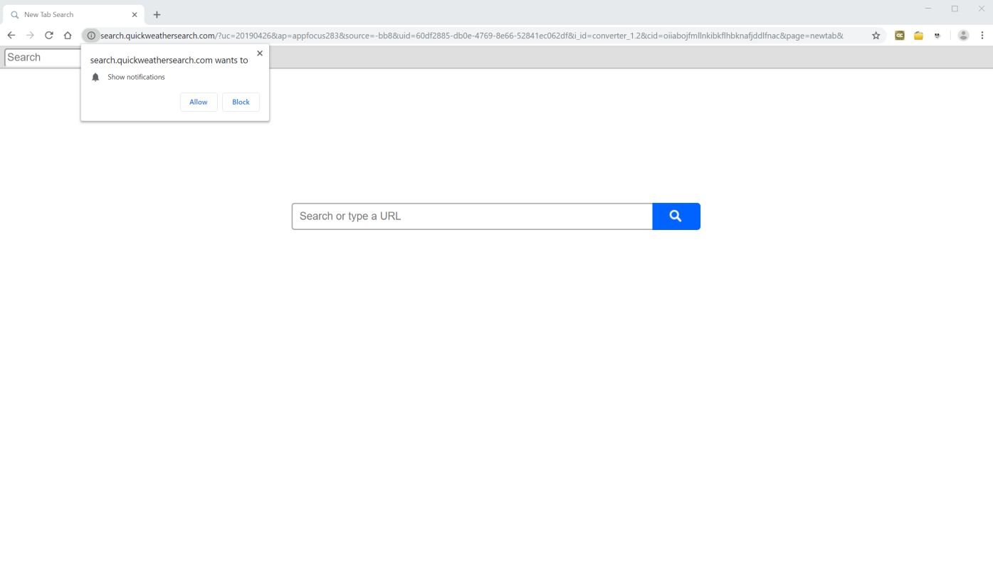 Изображение: Google Chrome перенаправлен на новую вкладку быстрого поиска по погоде