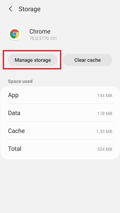 Tap on Manage Space