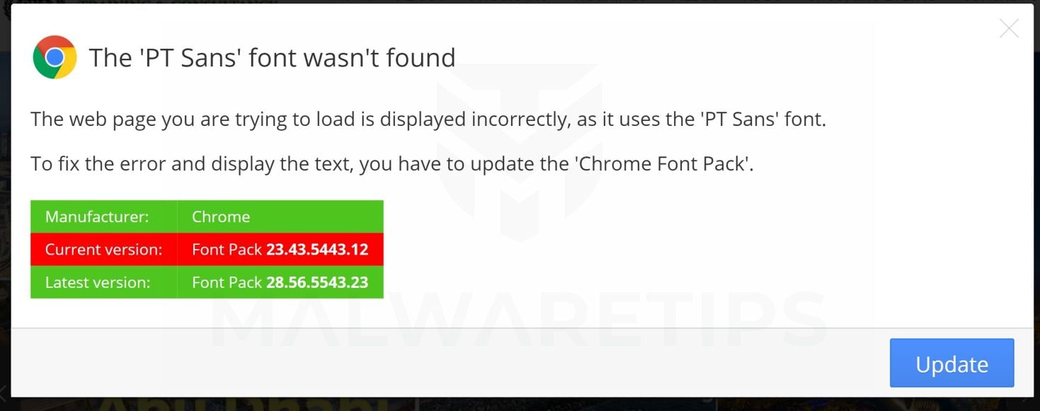 Image: The PT Sans font wasn't found - Fake Error Messages