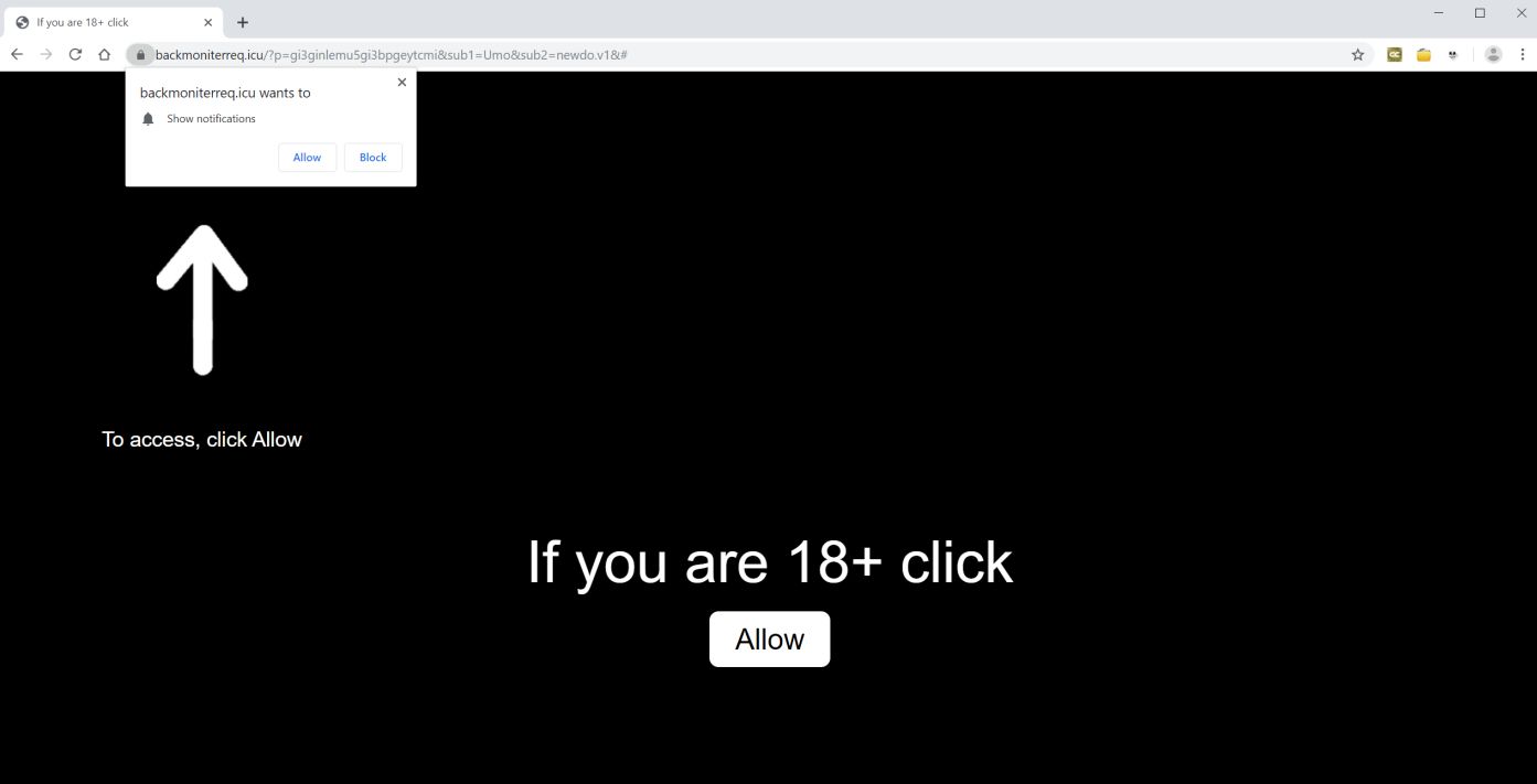 Image: Chrome browser is redirected to Backmoniterreq.icu