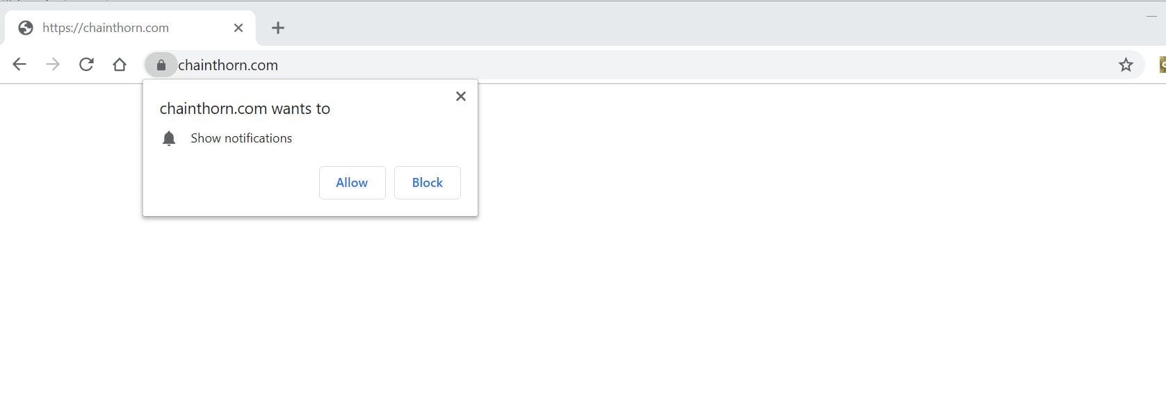 Image: Chrome browser is redirected to Chainthorn.com