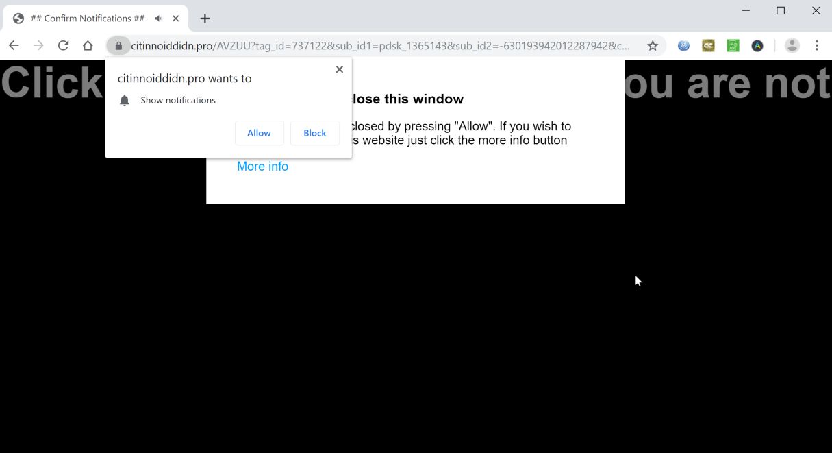 Image: Chrome browser is redirected to Citinnoiddidn.pro