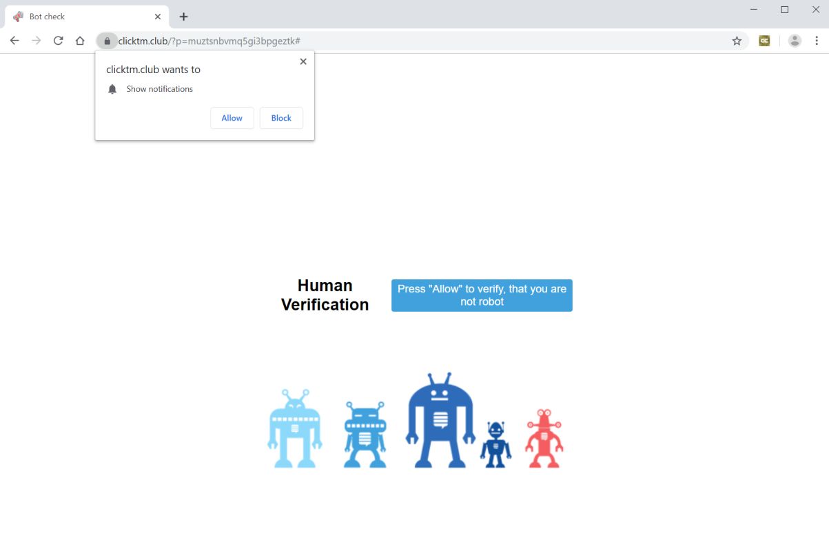 Image: Chrome browser is redirected to Clicktm.club