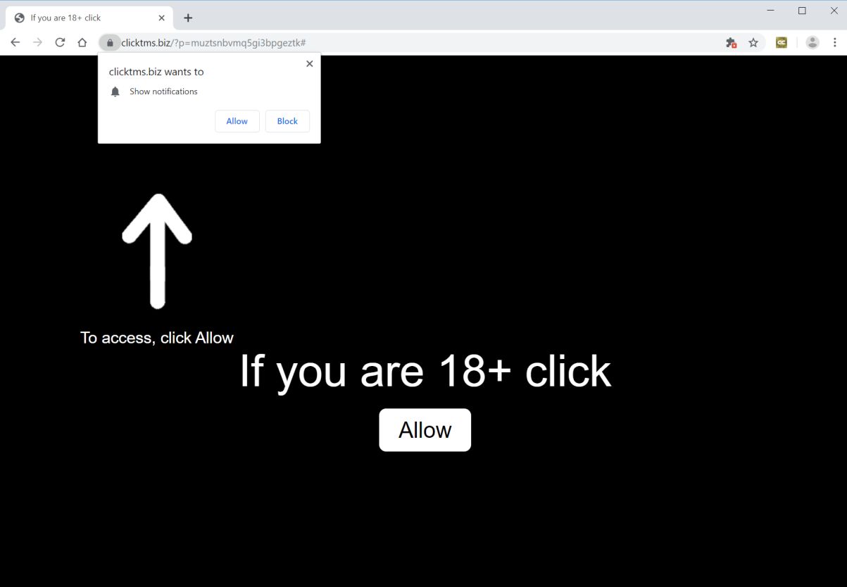 Image: Chrome browser is redirected to Clicktms.biz