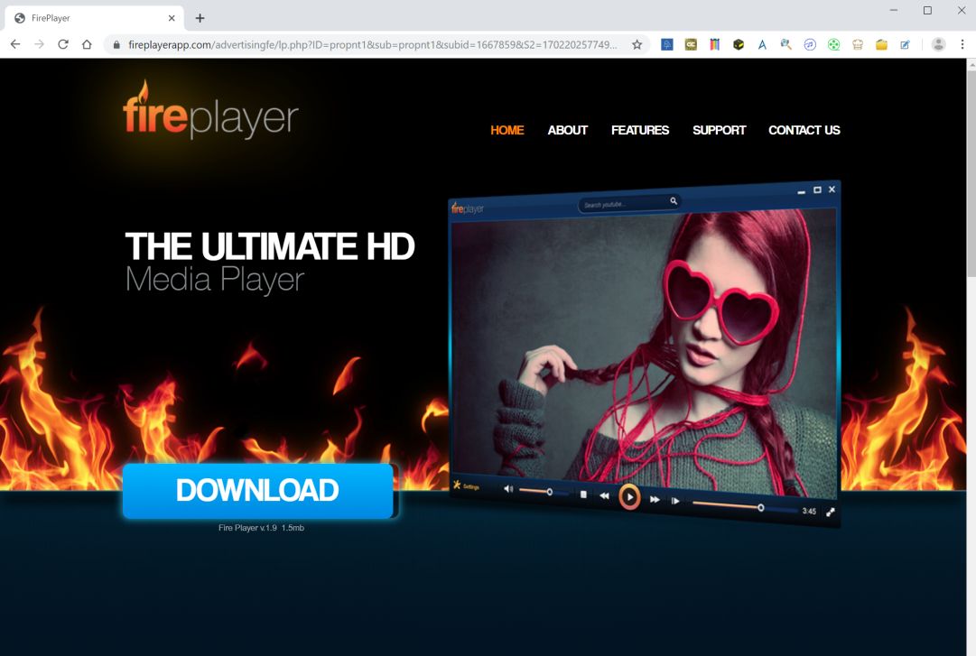 Image: Chrome browser is redirected to ndfoe.Fireplayerapp.com