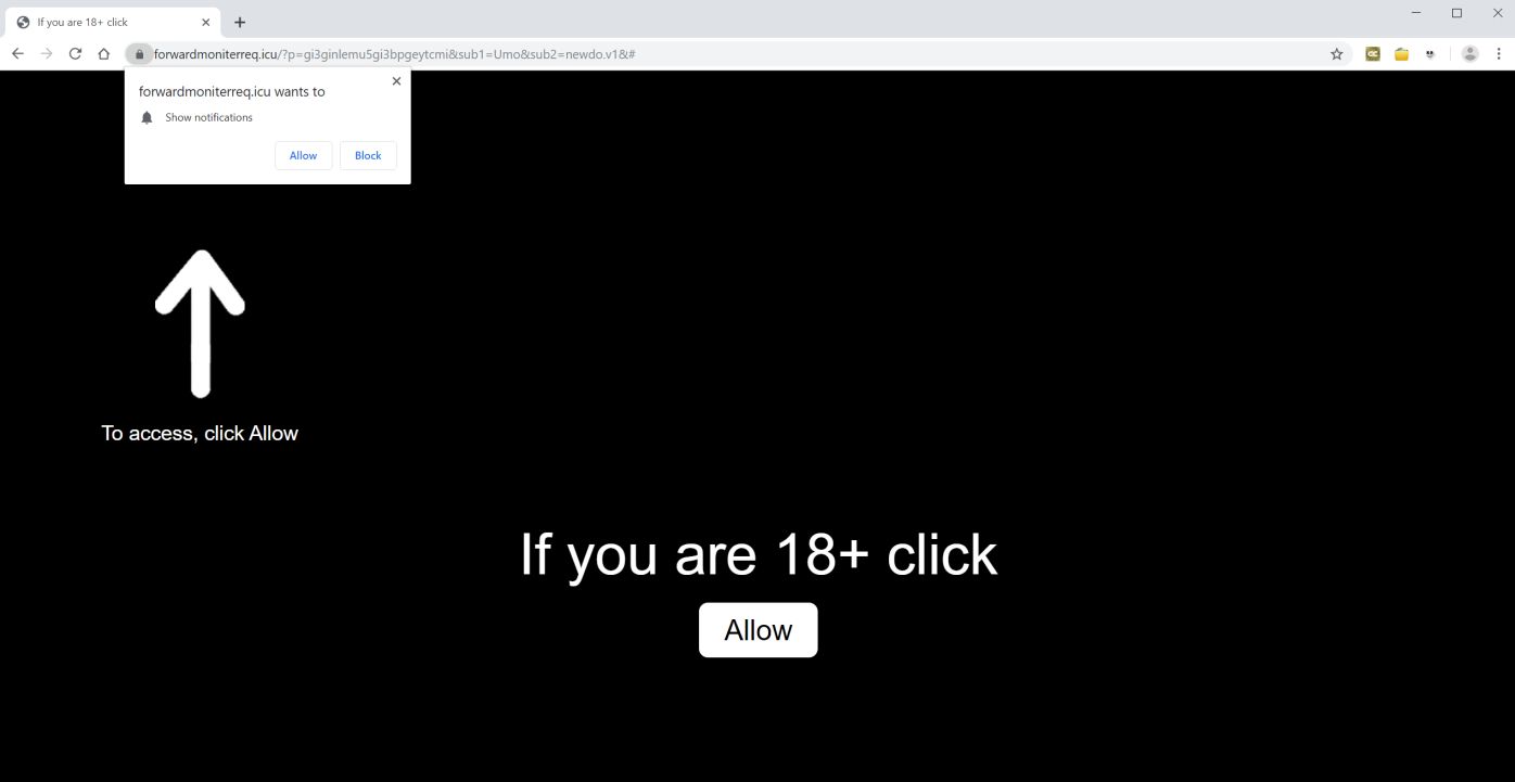 Image: Chrome browser is redirected to Forwardmoniterreq.icu