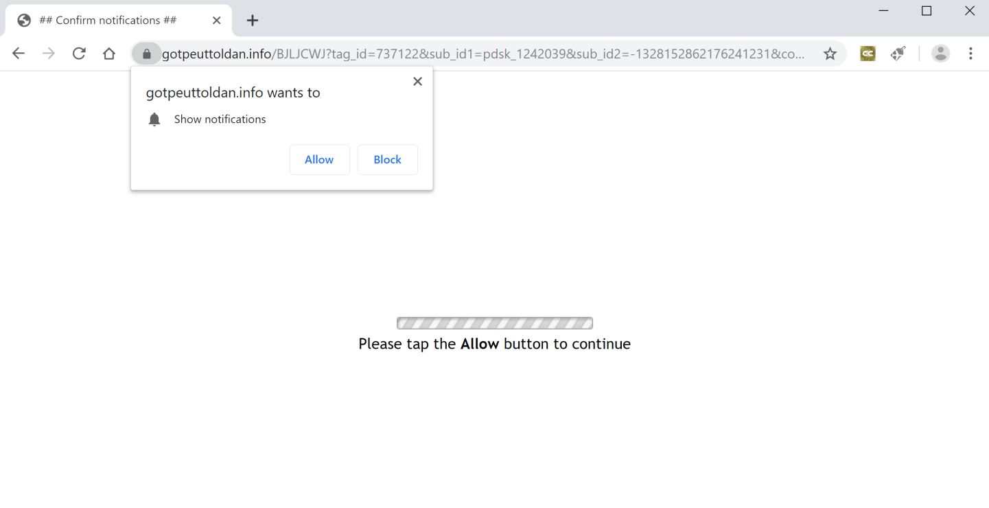 Image: Chrome browser is redirected to Gotpeuttoldan.info