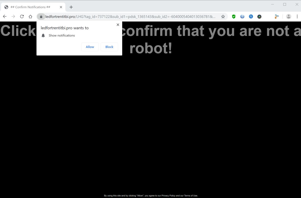 Image: Chrome browser is redirected to Ledfortrentitbi.pro