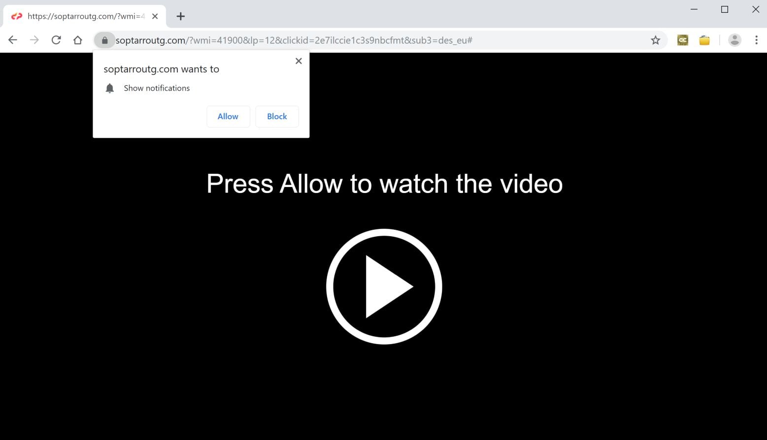 Image: Chrome browser is redirected to Soptarroutg.com