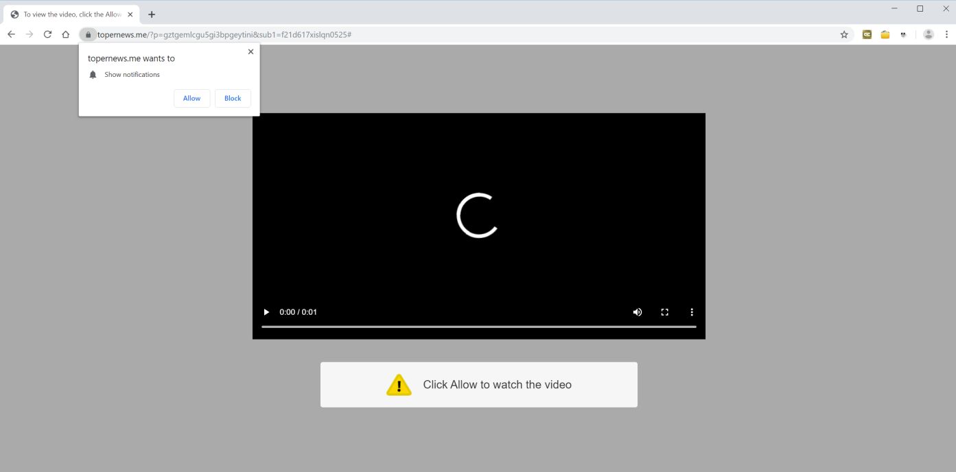 Image: Chrome browser is redirected to Topernews.me