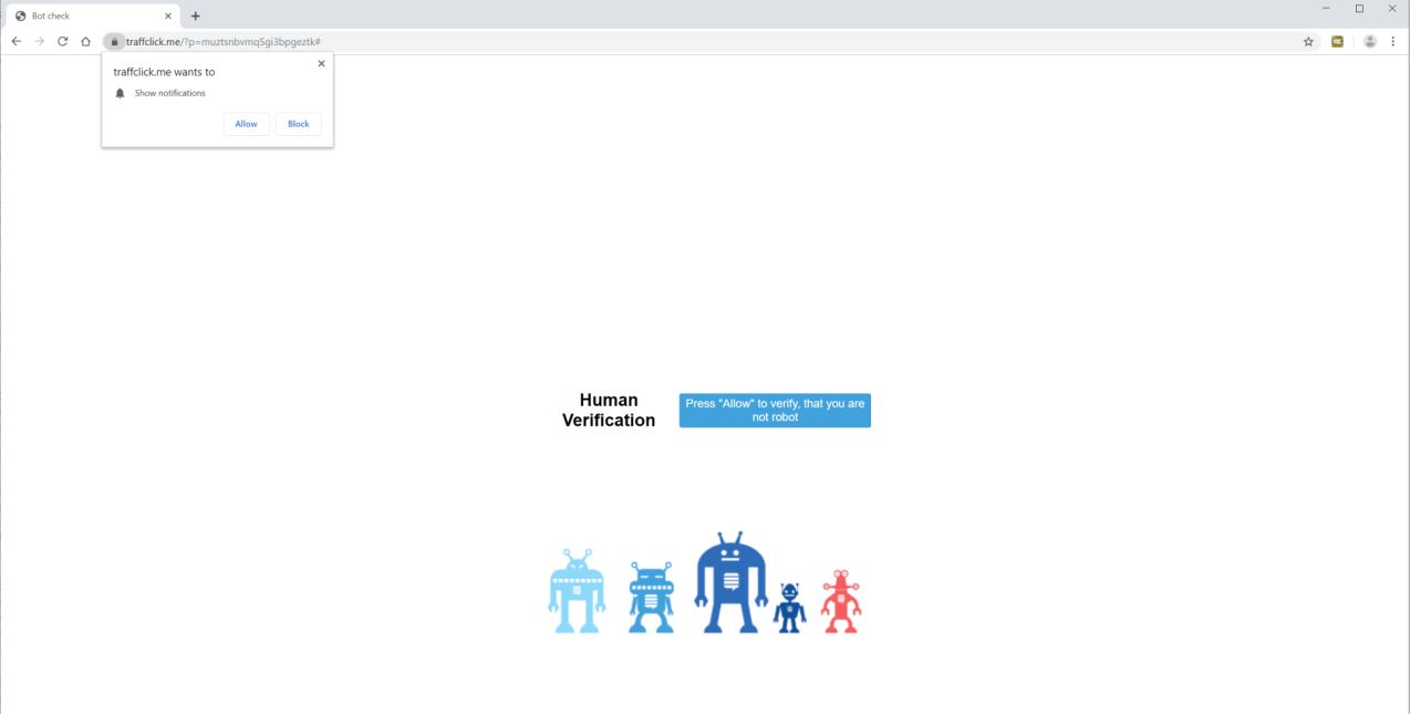 Image: Chrome browser is redirected to Traffclick.me