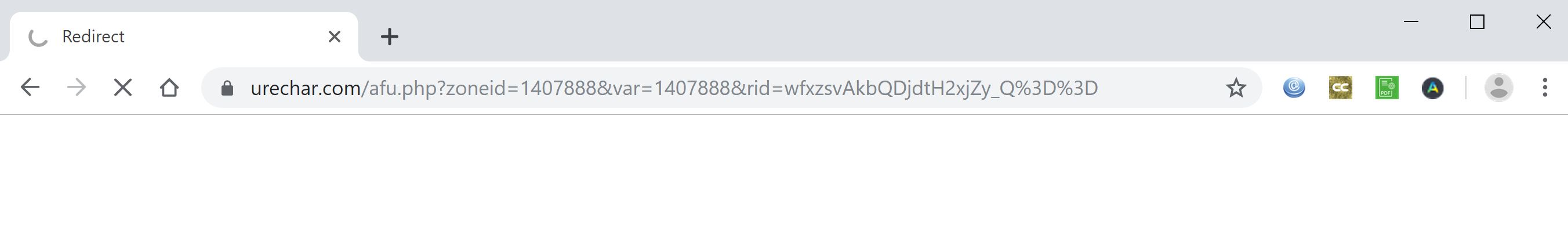 Image: Chrome browser is redirected to Urechar.com