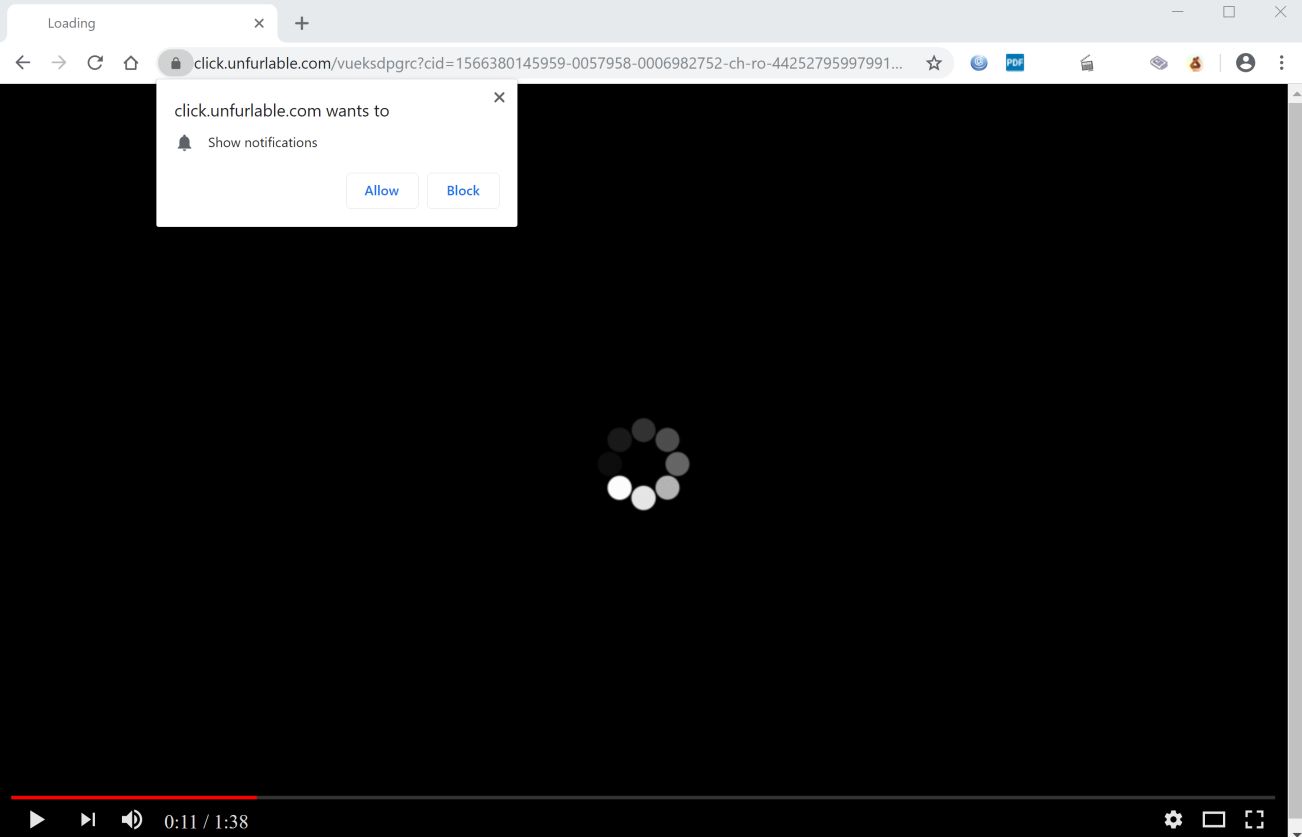 Image: Chrome browser is redirected to Click.unfurlable.com