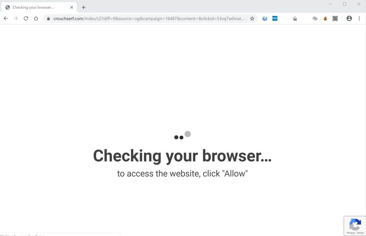 Image: Chrome browser is redirected to Crouchserf.com