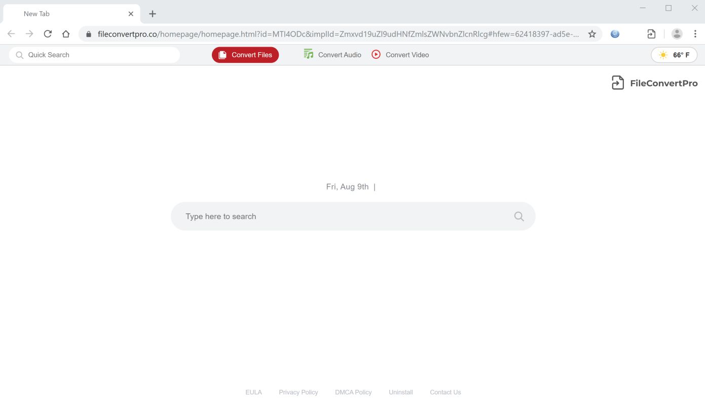 Image: Google Chrome is redirected to Fileconvertpro.co