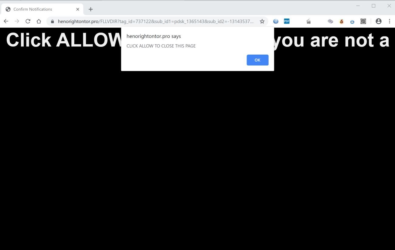 Image: Chrome browser is redirected to Henorightontor.pro