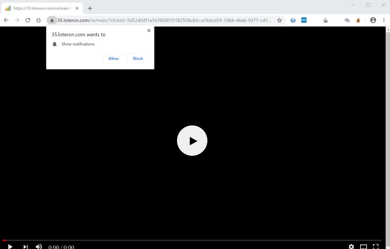 Image: Chrome browser is redirected to Loteron.com