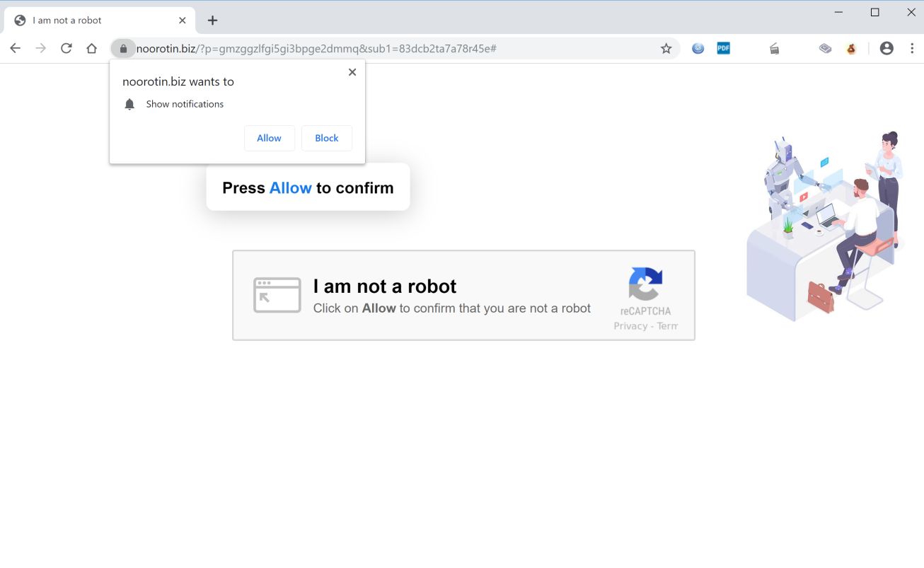 Image: Chrome browser is redirected to Noorotin.biz